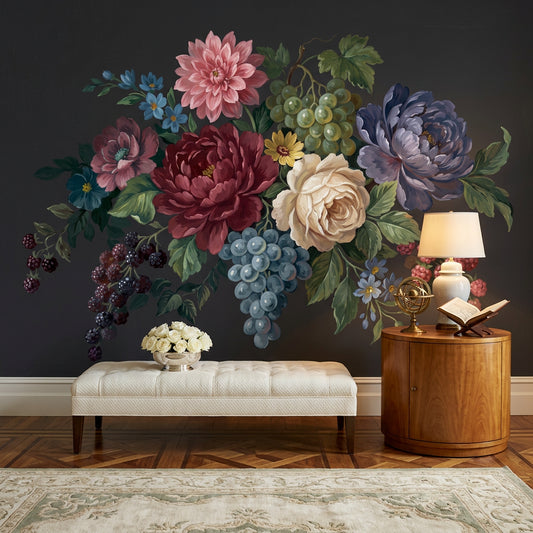 Dark Floral Wallpaper Moody Botanical Vintage Flower Wall Mural