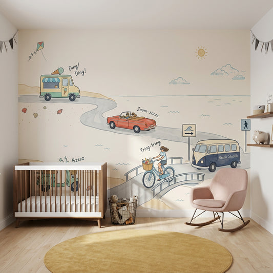 Coastal Wallpaper Beach Seaside Road Removable Wall Decor