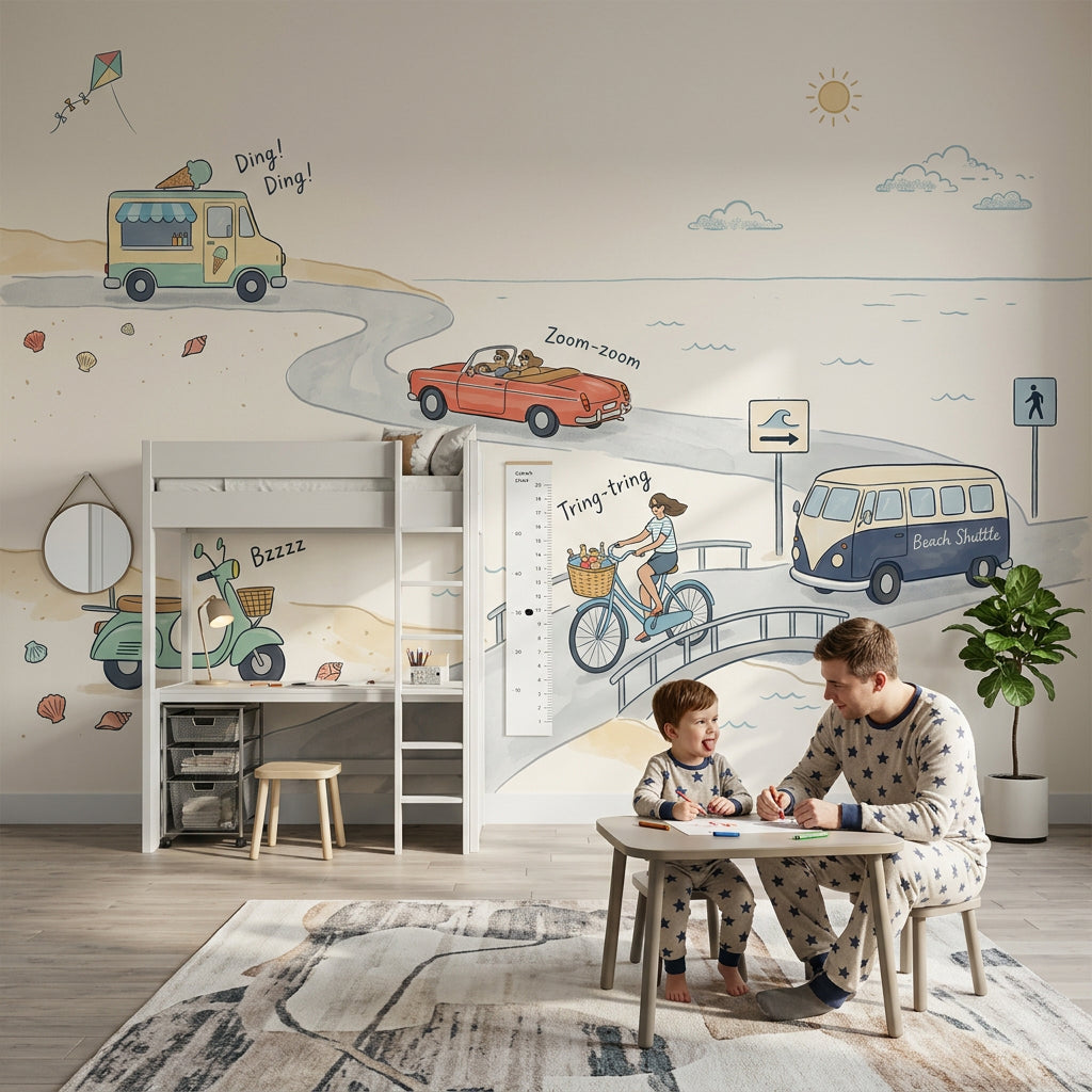 Coastal Wallpaper Beach Seaside Road Removable Wall Decor
