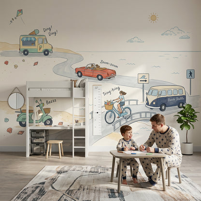 Coastal Wallpaper Beach Seaside Road Removable Wall Decor