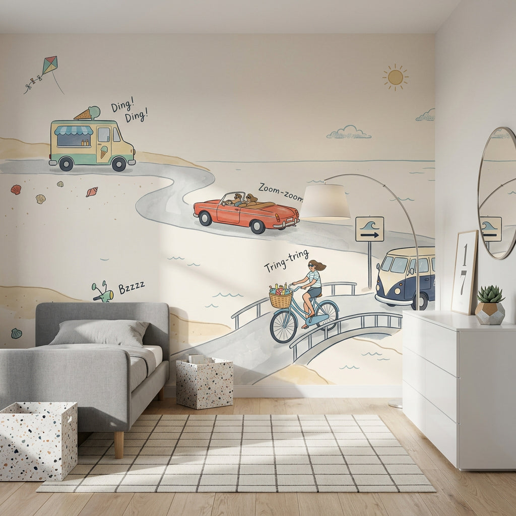 Coastal Wallpaper Beach Seaside Road Removable Wall Decor
