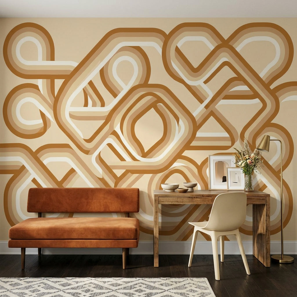 Mid Century Modern Wallpaper Retro Abstract Removable Wall Decor
