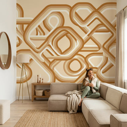 Mid Century Modern Wallpaper Retro Abstract Removable Wall Decor