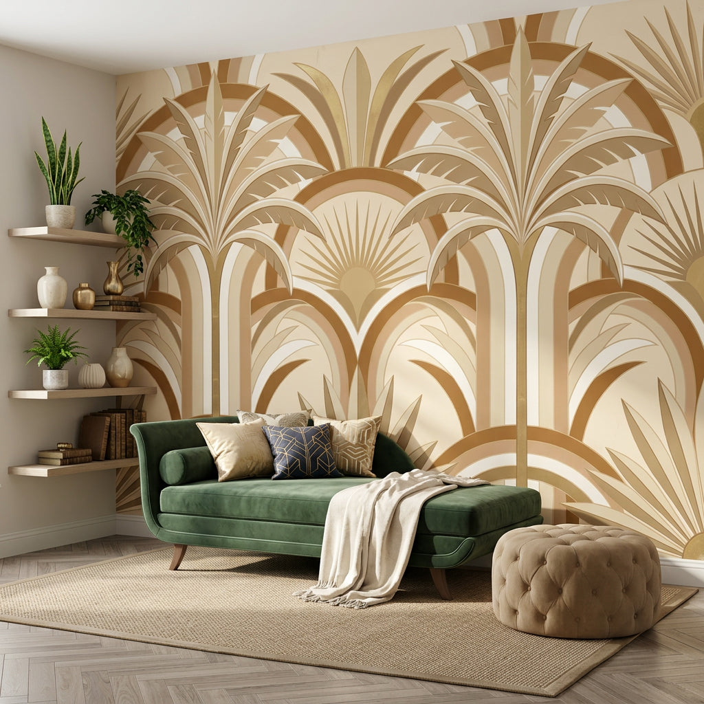 Art Deco Wallpaper Geometric Arches Sunburst Fan Wall Mural