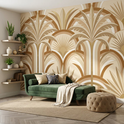Art Deco Wallpaper Geometric Arches Sunburst Fan Wall Mural