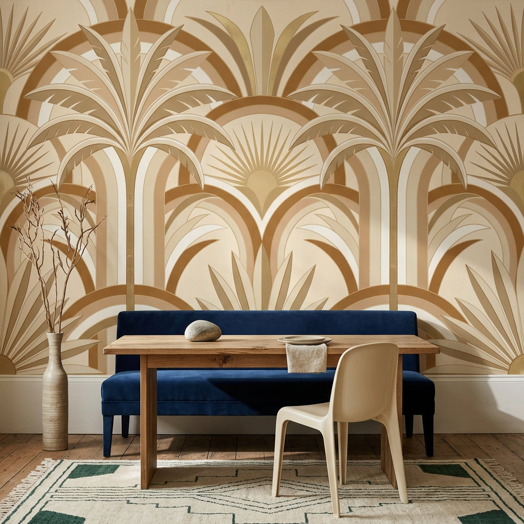 Art Deco Wallpaper Geometric Arches Sunburst Fan Wall Mural