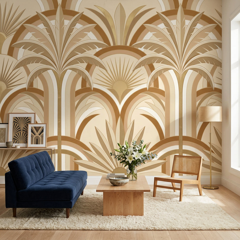 Art Deco Wallpaper Geometric Arches Sunburst Fan Wall Mural