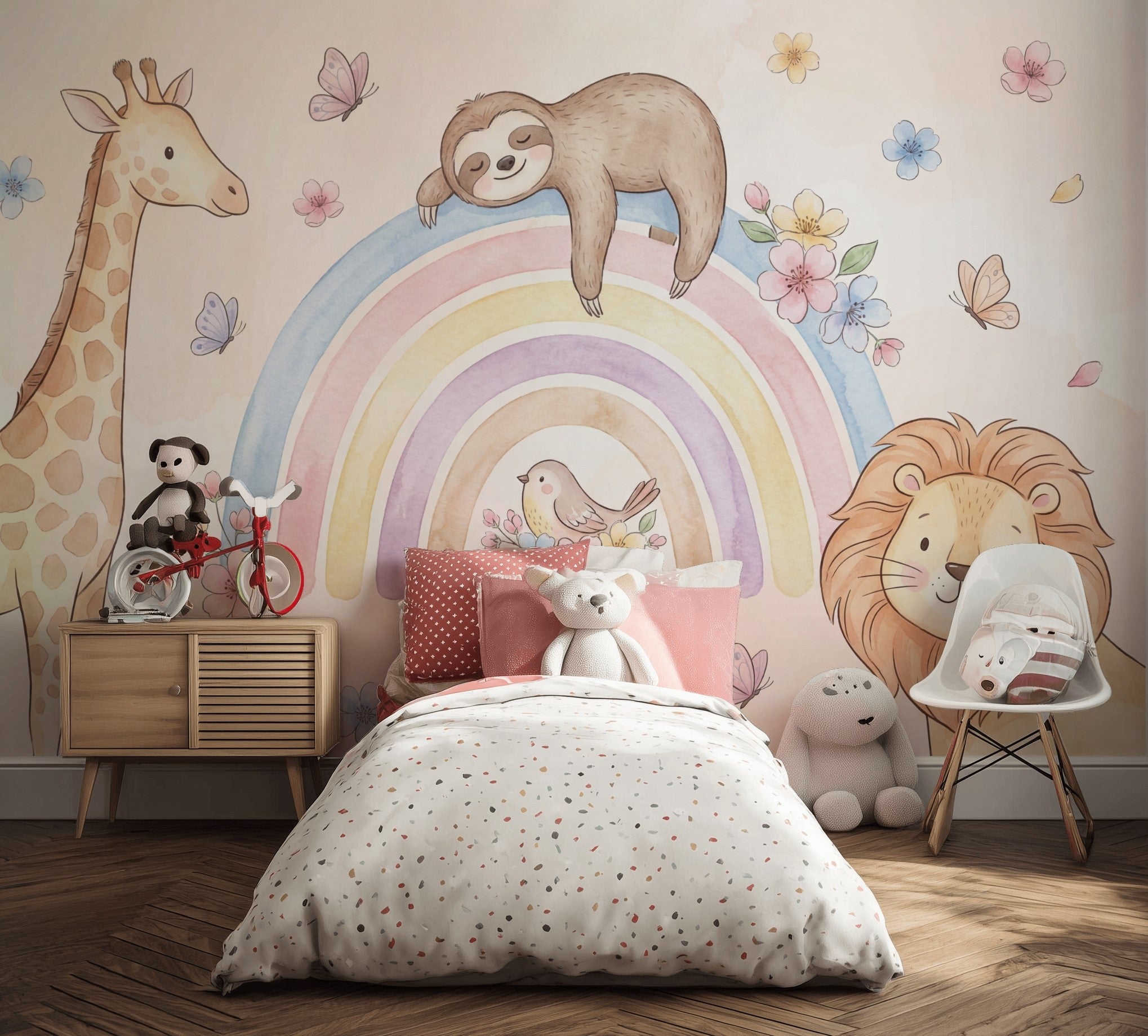 Nursery Wallpaper Pastel Rainbow Wall Mural
