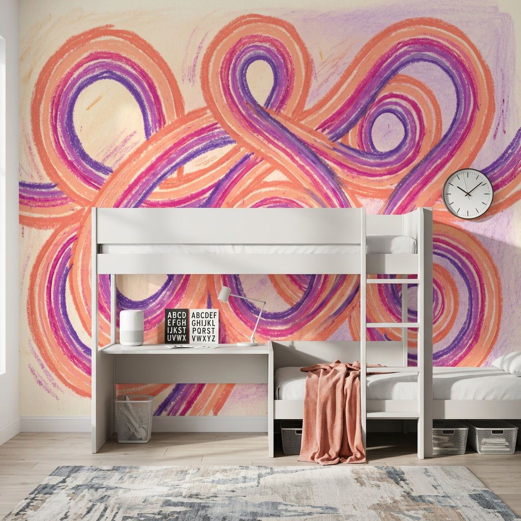 Abstract Loops Wallpaper Swirling Ribbons Pastel Texture Removable Wall Decor