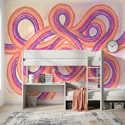 Abstract Loops Wallpaper Swirling Ribbons Pastel Texture Removable Wall Decor