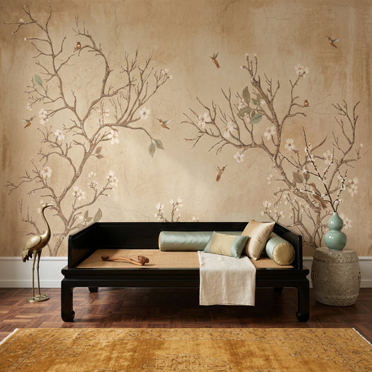 Muted Green Wallpaper Sage Chinoiserie Wall Mural
