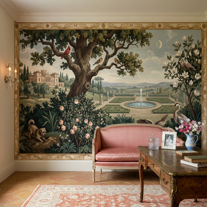 Pastoral Landscape Wallpaper Formal Garden Vintage Mural Wall Mural