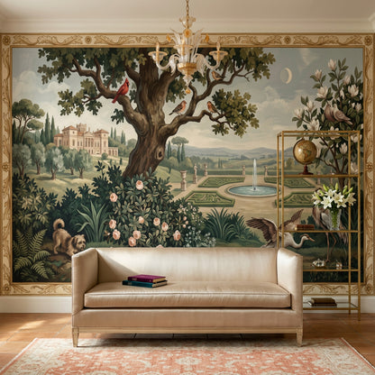 Pastoral Landscape Wallpaper Formal Garden Vintage Mural Wall Mural
