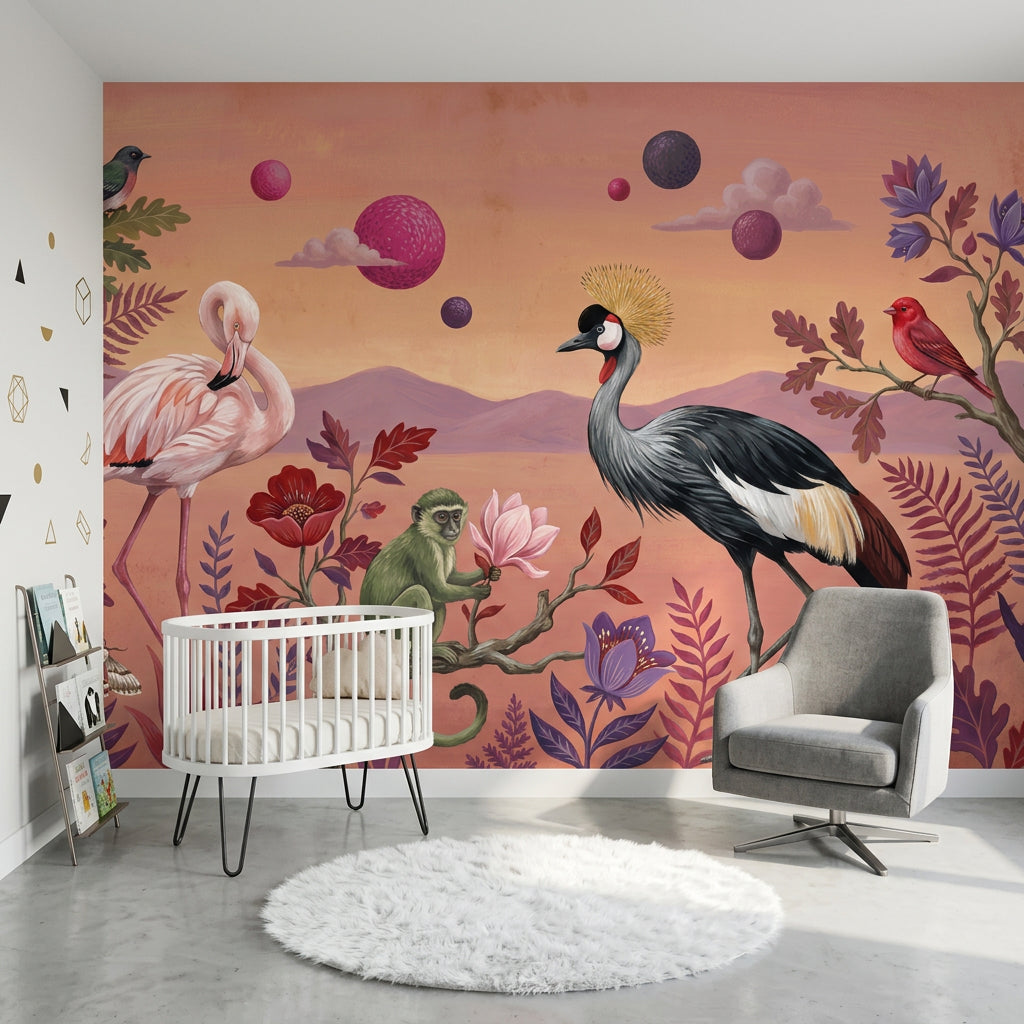 Tropical Birds Wallpaper Exotic Birds Removable Jungle Birds Wall Decor