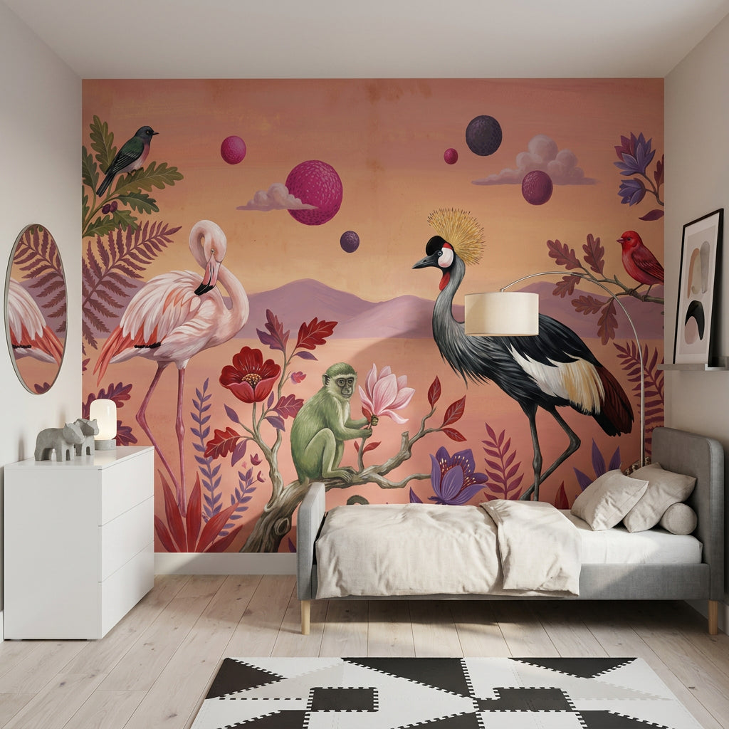 Tropical Birds Wallpaper Exotic Birds Removable Jungle Birds Wall Decor