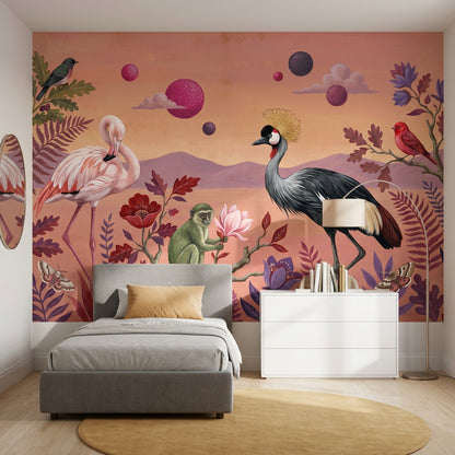 Tropical Birds Wallpaper Exotic Birds Removable Jungle Birds Wall Decor