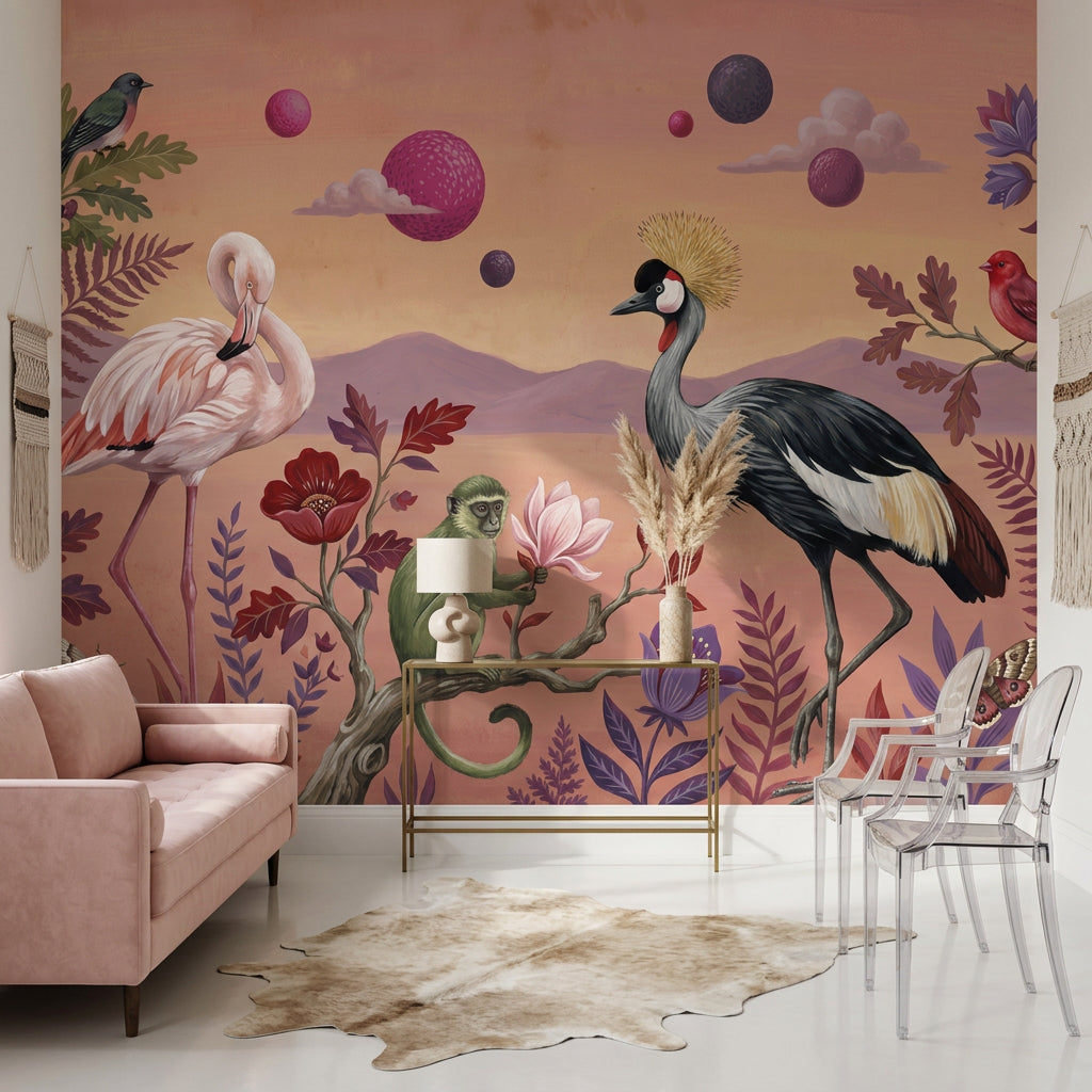 Tropical Birds Wallpaper Exotic Birds Removable Jungle Birds Wall Decor
