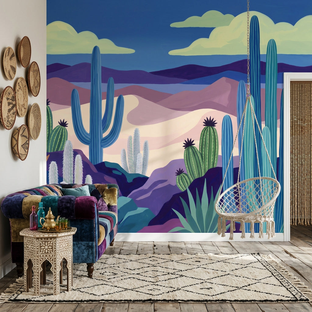 Desert Landscape Wallpaper Cacti Southwestern Removable Wall Decor