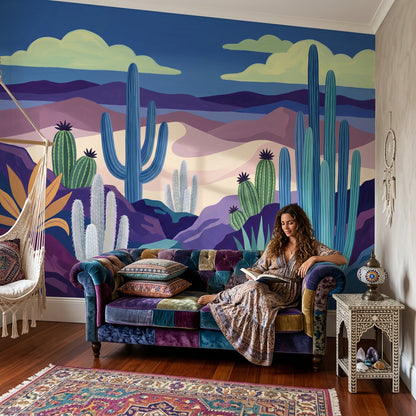 Desert Landscape Wallpaper Cacti Southwestern Removable Wall Decor
