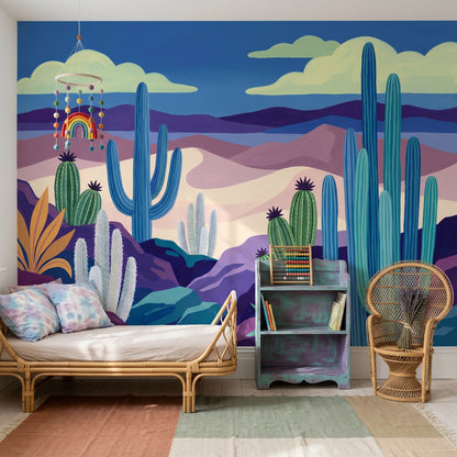 Desert Landscape Wallpaper Cacti Southwestern Removable Wall Decor