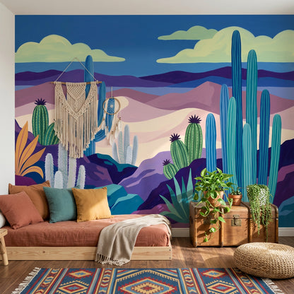 Desert Landscape Wallpaper Cacti Southwestern Removable Wall Decor