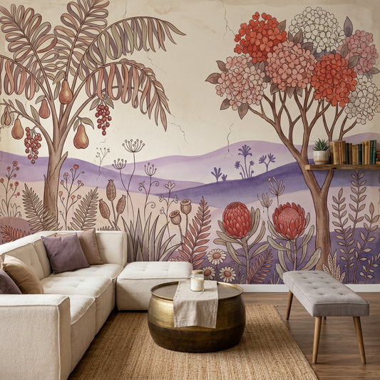 Paper Texture Wallpaper Botanical Vintage Removable Wall Decor