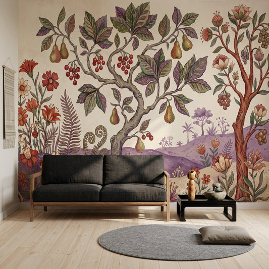 White Background Wallpaper Botanical Removable Vintage Wall Decor