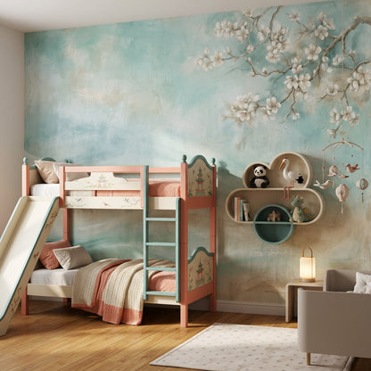 Paper Texture Wallpaper Watercolor Mint Wall Mural