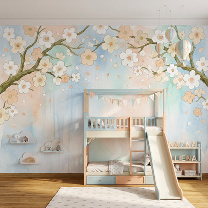 Cherry Blossom Wallpaper Watercolor Floral Branches Wall Mural