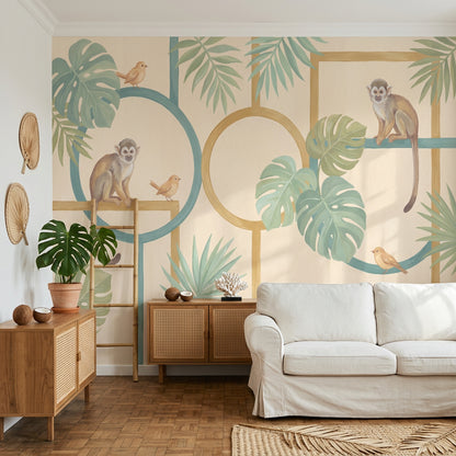 Jungle Vibe Wallpaper Tropical Monkey Wall Mural