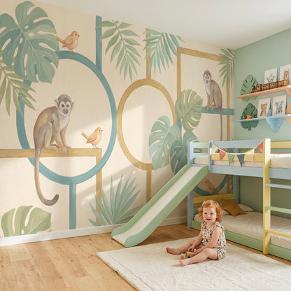 Jungle Vibe Wallpaper Tropical Monkey Wall Mural