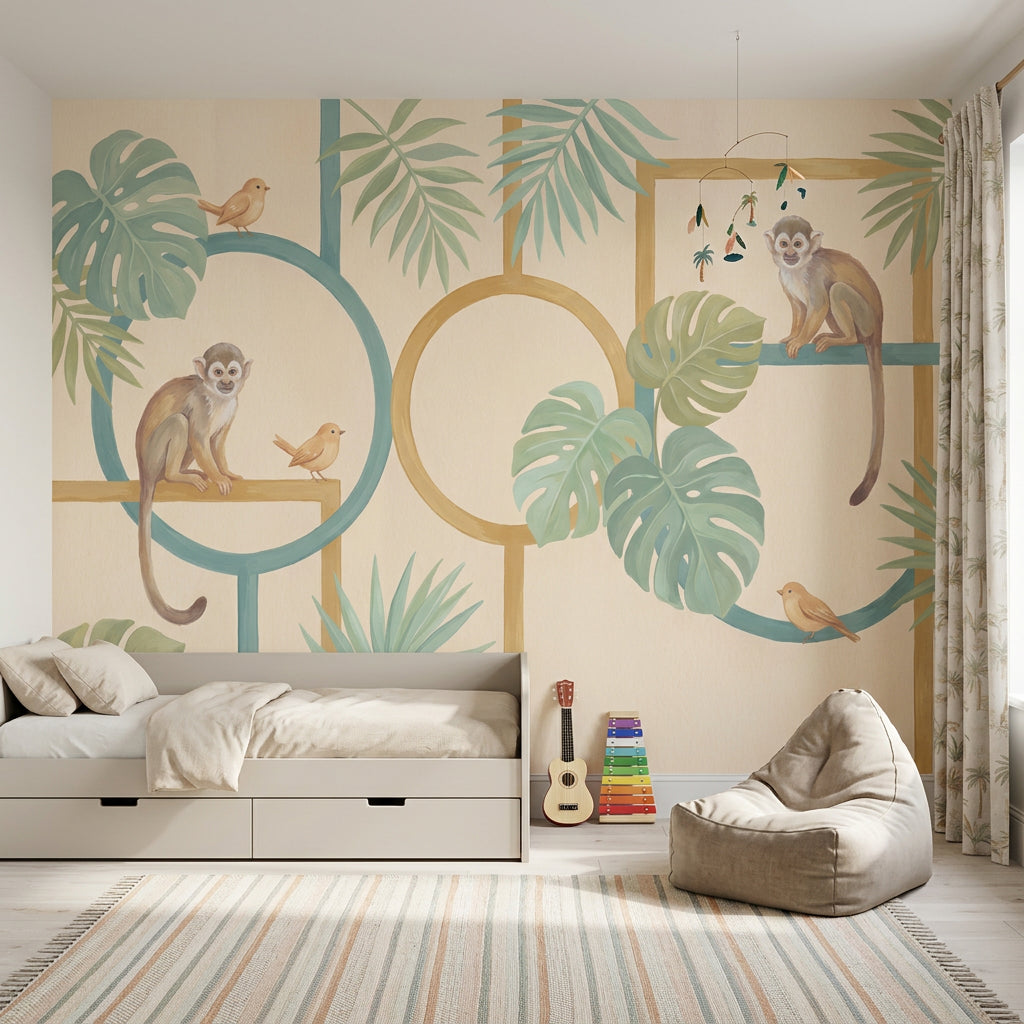 Jungle Vibe Wallpaper Tropical Monkey Wall Mural
