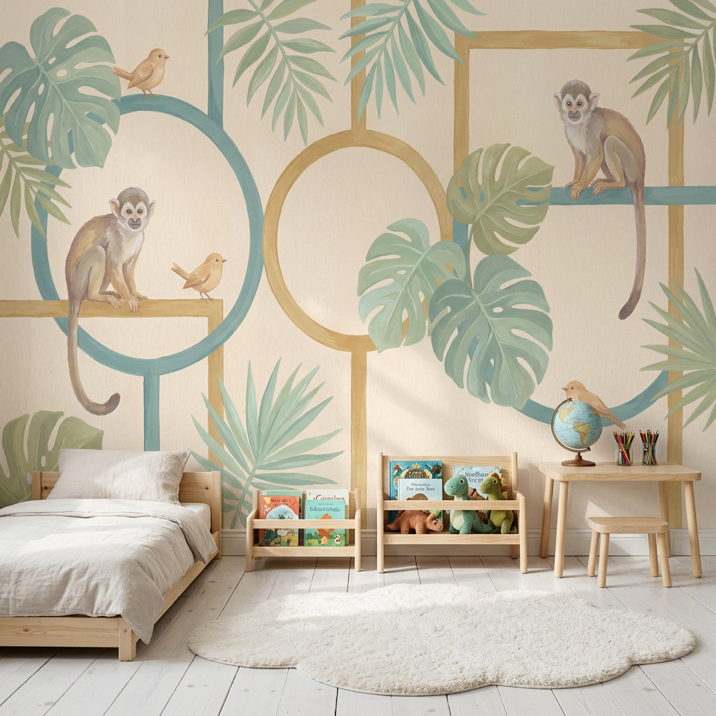 Jungle Vibe Wallpaper Tropical Monkey Wall Mural