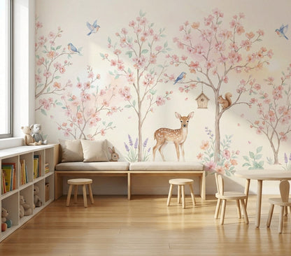 Nursery Mural Wallpaper Pastel Removable Watercolor Wall Decor