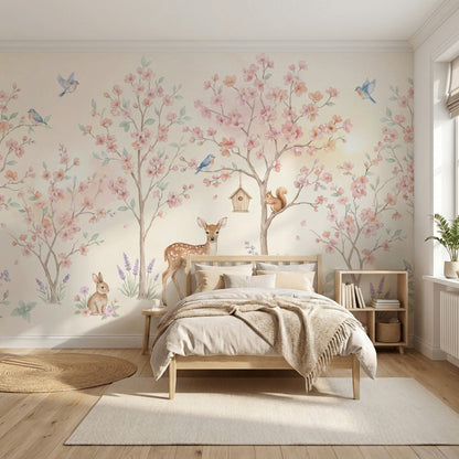 Nursery Mural Wallpaper Pastel Removable Watercolor Wall Decor
