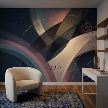 Mid Century Modern Wallpaper Contemporary Removable Geometric Wall Decor