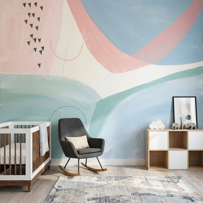 Abstract Wallpaper Pastel Geometric Wall Mural