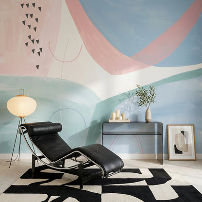Abstract Wallpaper Pastel Geometric Wall Mural