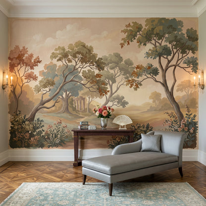 Landscape Mural Wallpaper Pastoral Countryside Classical Ruins Removable Wall Decor