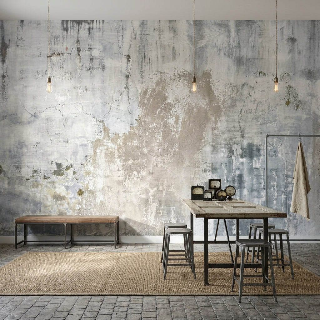 Concrete Wall Wallpaper Cement Texture Removable Industrial Wall Decor