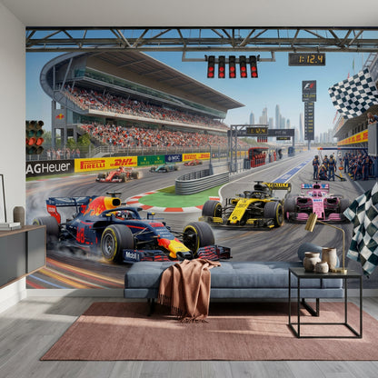 Formula 1 Wallpaper Race Track Pit Lane Removable Wall Decor