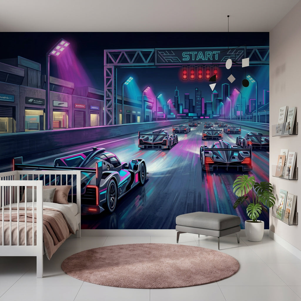 Futuristic Wallpaper Race Track Cyberpunk Removable Wall Decor