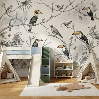 Tropical Birds Wallpaper Exotic Birds Jungle Birds Wall Mural