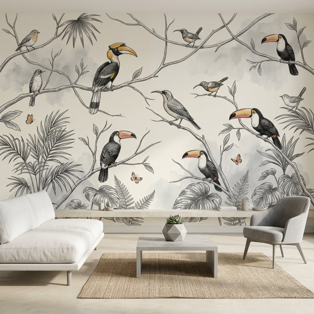 Tropical Birds Wallpaper Exotic Birds Jungle Birds Wall Mural