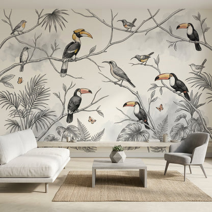 Tropical Birds Wallpaper Exotic Birds Jungle Birds Wall Mural