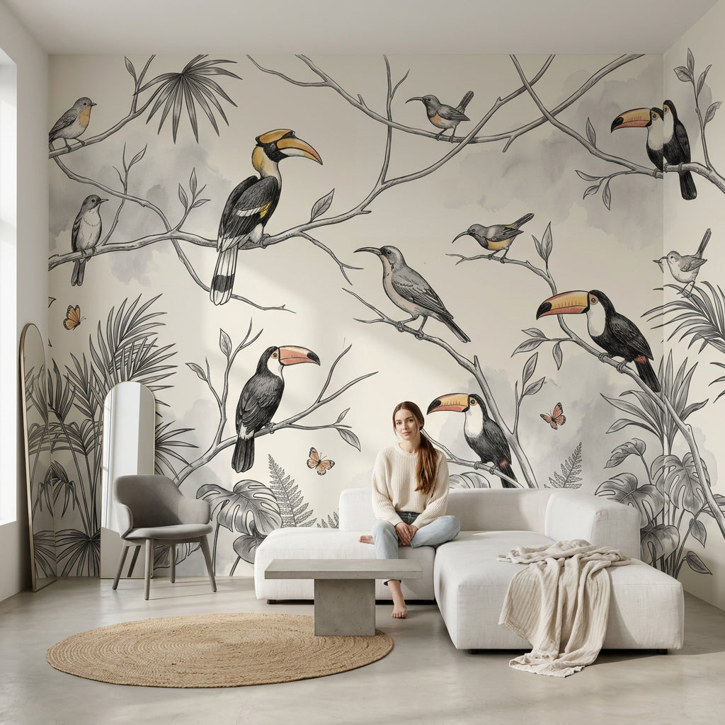 Tropical Birds Wallpaper Exotic Birds Jungle Birds Wall Mural