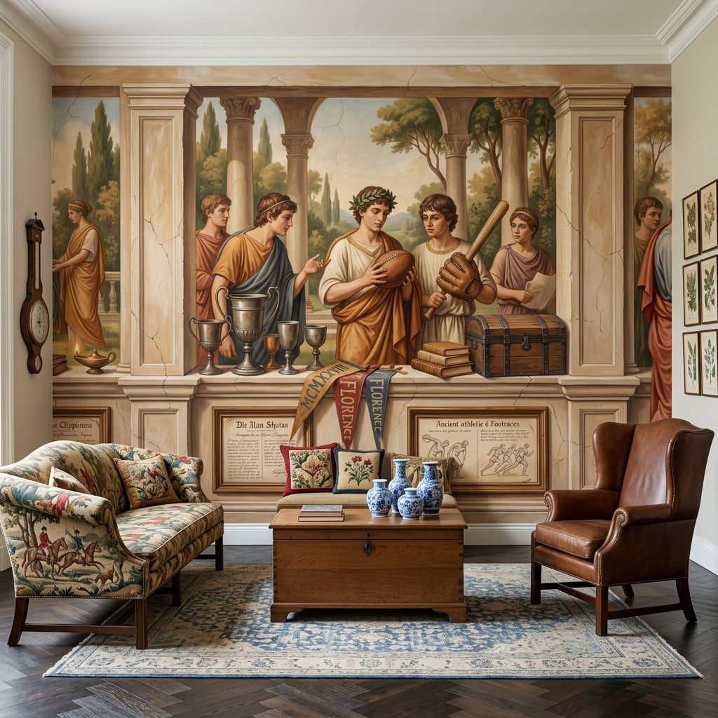 Classical Mural Wallpaper Roman Togas Columns And Arches Removable Wall Decor