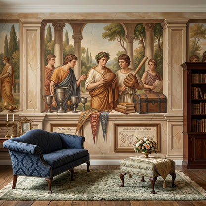 Classical Mural Wallpaper Roman Togas Columns And Arches Removable Wall Decor