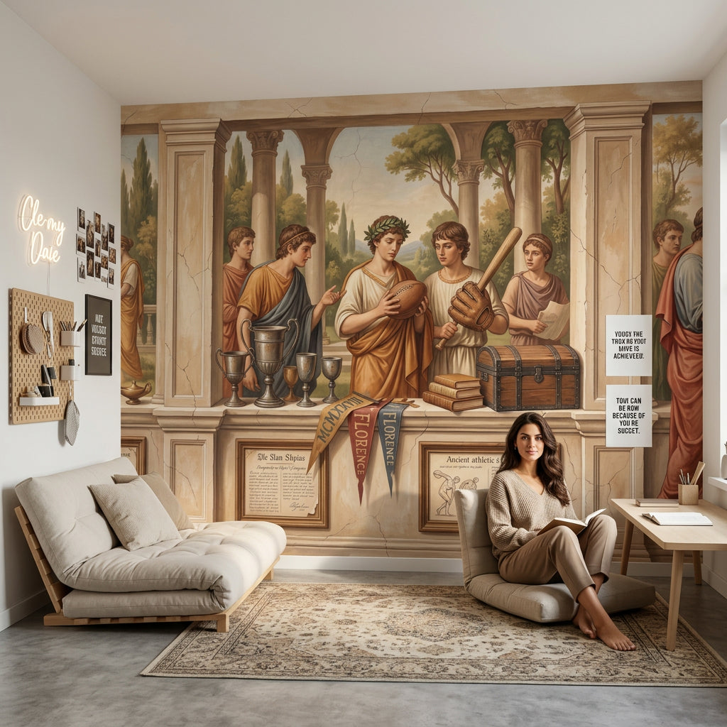 Classical Mural Wallpaper Roman Togas Columns And Arches Removable Wall Decor