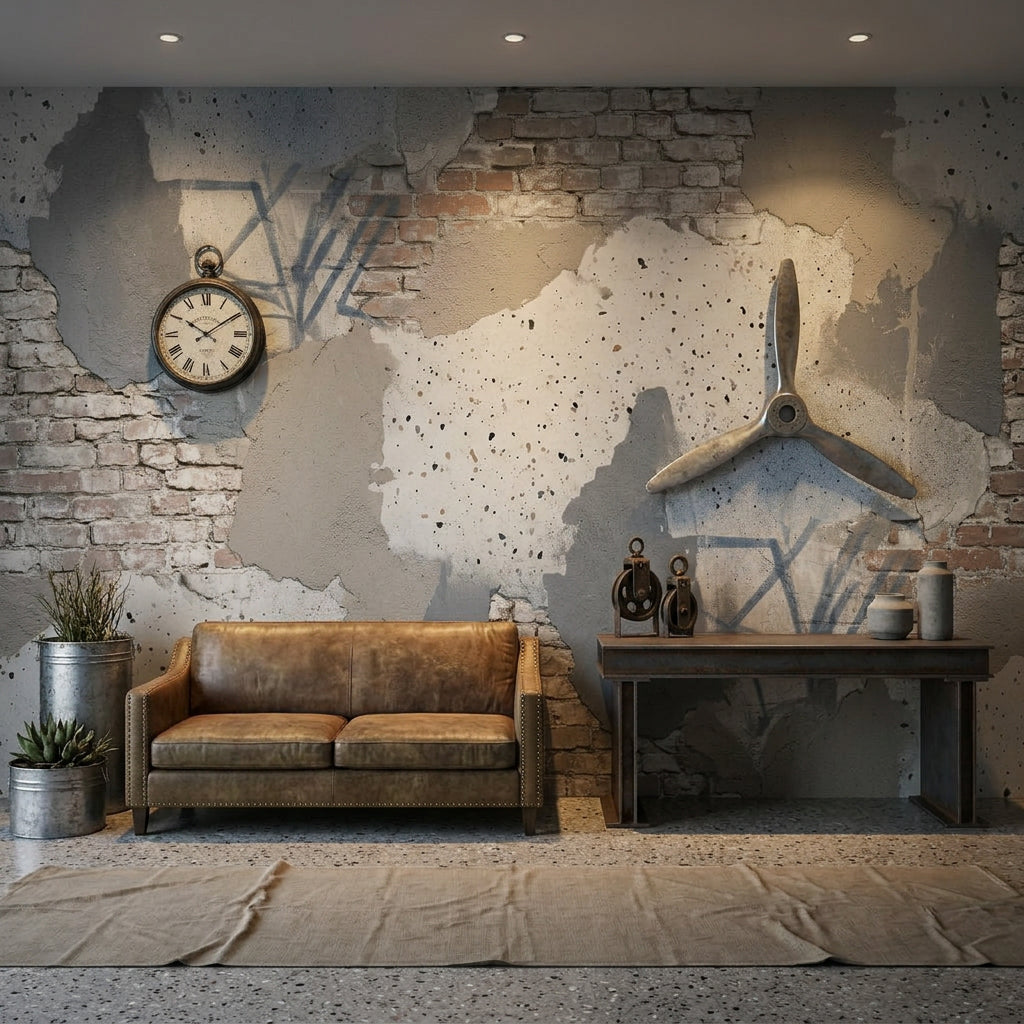 Concrete Texture Wallpaper Scenic Landscape Urban Industrial Wall Mural